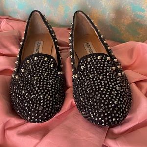 Steve Madden Sabin black Rhinestone flats size 8